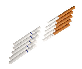 Whole cigarettes isolated on white background
