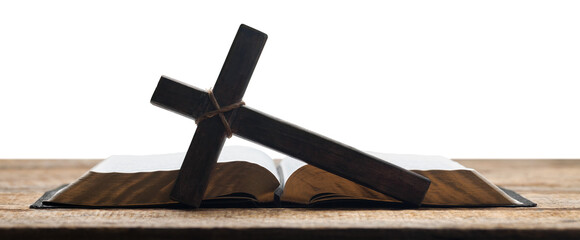 Holy Bible book and Christian cross