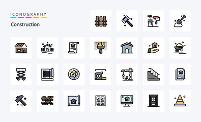 25 Construction Line Filled Style icon pack