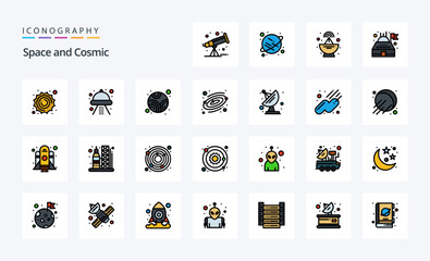 25 Space Line Filled Style icon pack