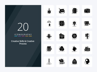 20 Creative Skills And Creative Process Solid Glyph icon for presentation