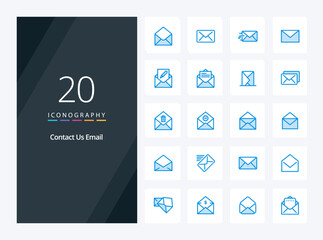 20 Email Blue Color icon for presentation