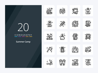 20 Summer Camp Outline icon for presentation