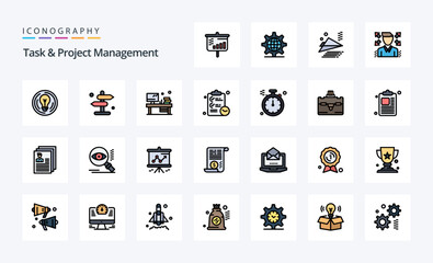 25 Task And Project Management Line Filled Style icon pack
