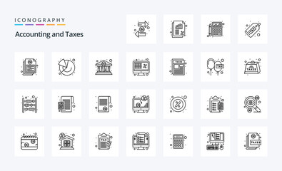 25 Taxes Line icon pack