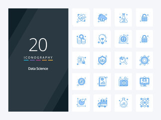 Fototapeta na wymiar 20 Data Science Blue Color icon for presentation