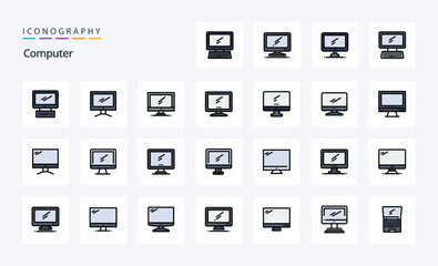 25 Computer Line Filled Style icon pack