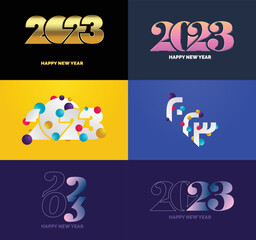 Big Set of 2023 Happy New Year logo text design 2023 number design template