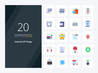 Fototapeta na wymiar 20 Internet Of Things Flat Color icon for presentation