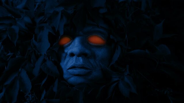 Eyes Start To Glow On Jungle Statue At Night