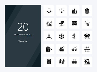20 Valentine Solid Glyph icon for presentation