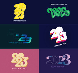 Big Collection of 2023 Happy New Year symbols Cover of business diary for 2023 with wishes