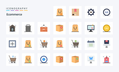 25 Ecommerce Flat color icon pack