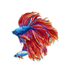 betta fish, Siamese fighting fish, watercolor isolated background