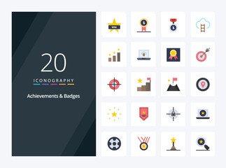 Fototapeta na wymiar 20 Achievements Badges Flat Color icon for presentation