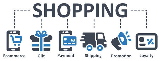 Shopping icon - vector illustration . shopping, ecommerce, payment, gift, price, free shipping, loyalty, reward, shipping, infographic, template, concept, banner, pictogram, icon set, icons .