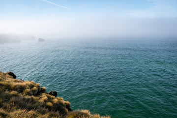 View of the ocean from basalt cliffs at Skarðsvík Beach, Iceland