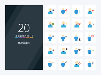 20 Human Flat Color icon for presentation