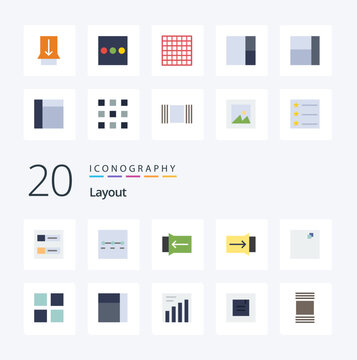 20 Layout Flat Color icon Pack like layout menu touch list layout