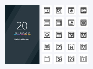Fototapeta na wymiar 20 Website Element Outline icon for presentation