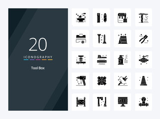 Fototapeta na wymiar 20 Tools Solid Glyph icon for presentation