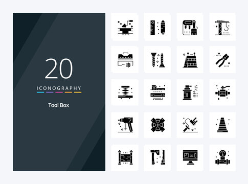 20 Tools Solid Glyph icon for presentation