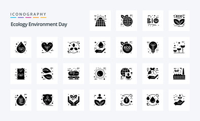 25 Ecology Solid Glyph icon pack