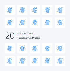 20 Human Brain Process Blue Color icon Pack like flower music brain mind mind