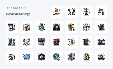 25 Sustainable Energy Line Filled Style icon pack