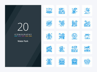 20 Water Park Blue Color icon for presentation