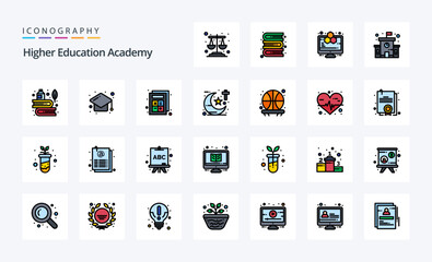 25 Academy Line Filled Style icon pack