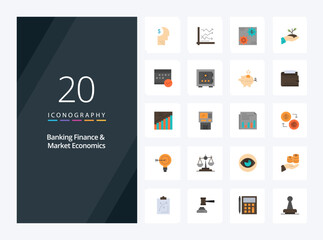 Fototapeta na wymiar 20 Banking Finance And Market Economics Flat Color icon for presentation