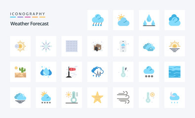 25 Weather Flat color icon pack