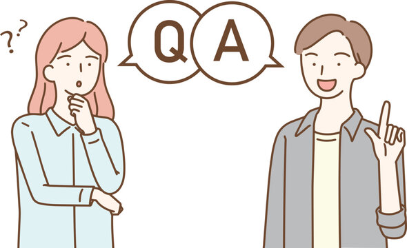 Q＆A　疑問　回答　男女セット　シンプルイラスト