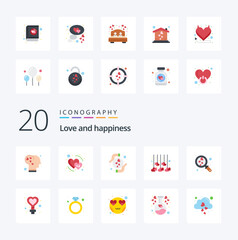 20 Love Flat Color icon Pack like love wedding care love decoration