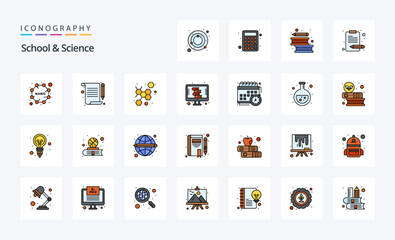 25 School And Science Line Filled Style icon pack