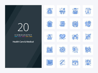 Fototapeta na wymiar 20 Health Care And Medical Blue Color icon for presentation