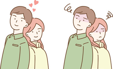 Obraz premium 婚活 不満 男女セット シンプルイラスト