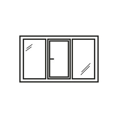 Windows icons. Construction line logo. Apartment interior. Vector illustration. Stock image.