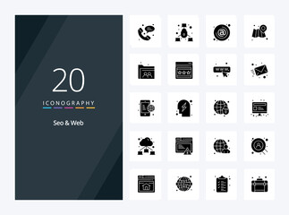Fototapeta na wymiar 20 Seo Web Solid Glyph icon for presentation