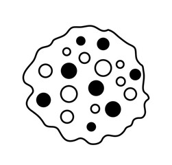 Simple icon of bakery. Delicious sweet cocoa cookies with chocolate pieces. Fresh pastry or dessert. Design element for stickers and web. Cartoon flat vector illustration isolated on white background