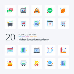 20 Academy Flat Color icon Pack like ruler design account study magnet