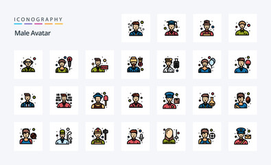 25 Male Avatar Line Filled Style icon pack