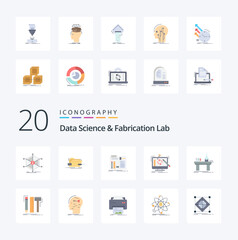 20 Data Science And Fabrication Lab Flat Color icon Pack like tools engineering tech workshop diy