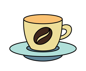 Simple icon of bakery. Colorful sticker with cup of delicious hot coffee or tea. Drink with caffeine. Design element for social networks. Cartoon flat vector illustration isolated on white background