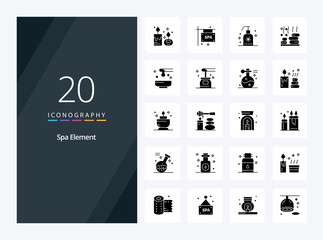 Fototapeta na wymiar 20 Spa Element Solid Glyph icon for presentation