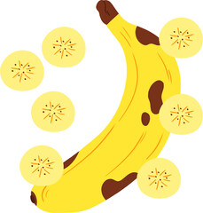 banana and sliced bananas transparent background 