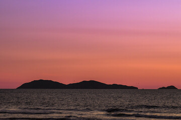 Coronado Islands off Baja Mexico at sunset. 