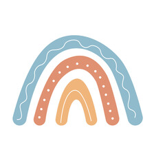 Rainbow Boho Scandinavian Abstract Shape in Pastel Colors with Heart, Stars, Clouds, Drops. Hand drawn Vector Element for Decorative, Postcard, Invitation, Poster, Nursery, Baby