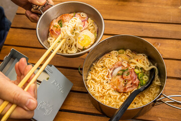 アウトドアでクッキング　Outdoor cooking made at the campsite
